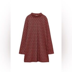 Zara, Jacquard mock neck pullover dress, size S